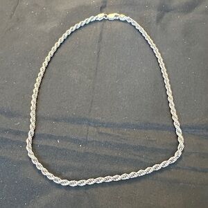 Vintage Italian Sterling Silver Rope Chain Necklace - 925 Italy - 15.5g